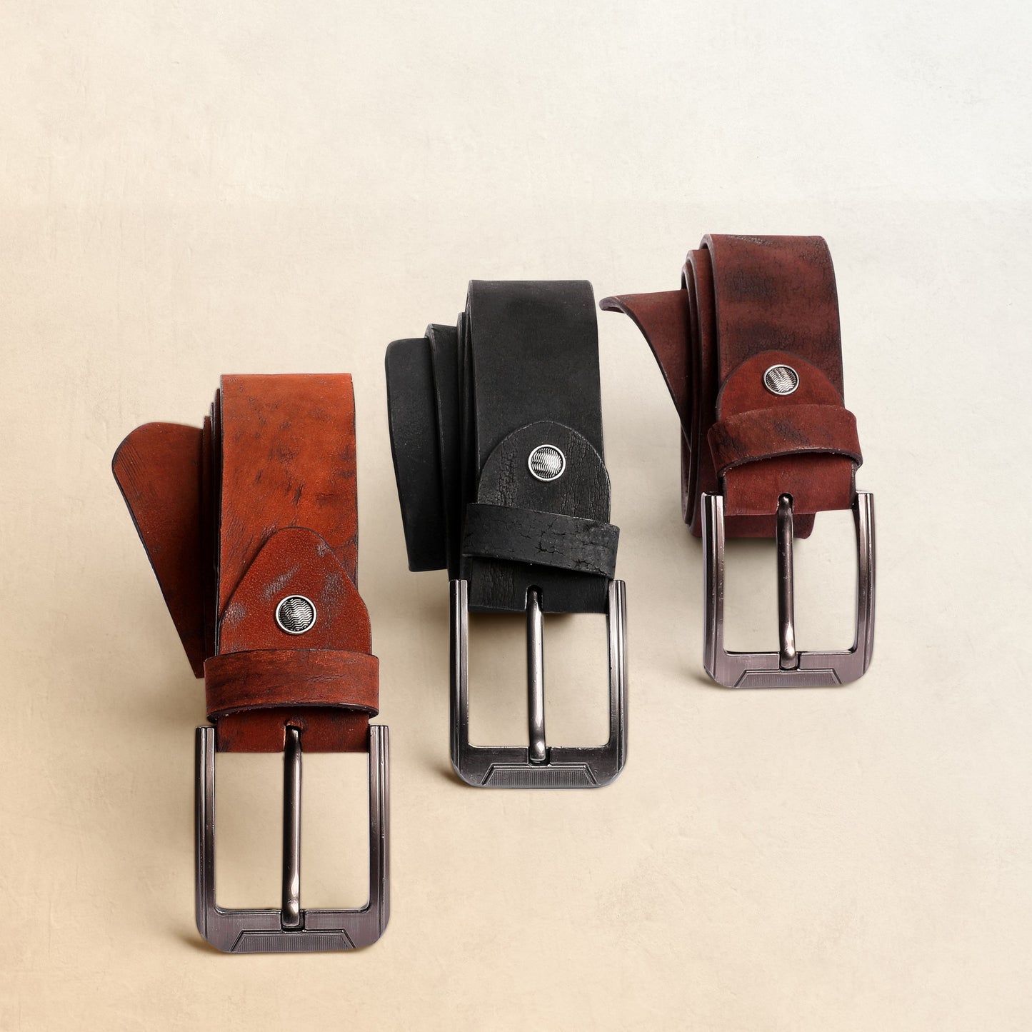 حزام جلد طبيعي مقلوب بمظهر مطفي من تيستا تورو b8