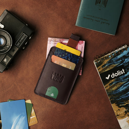 حامل كروت جلد برميم – جيوب متعددة + ميزة السحب السريع W15