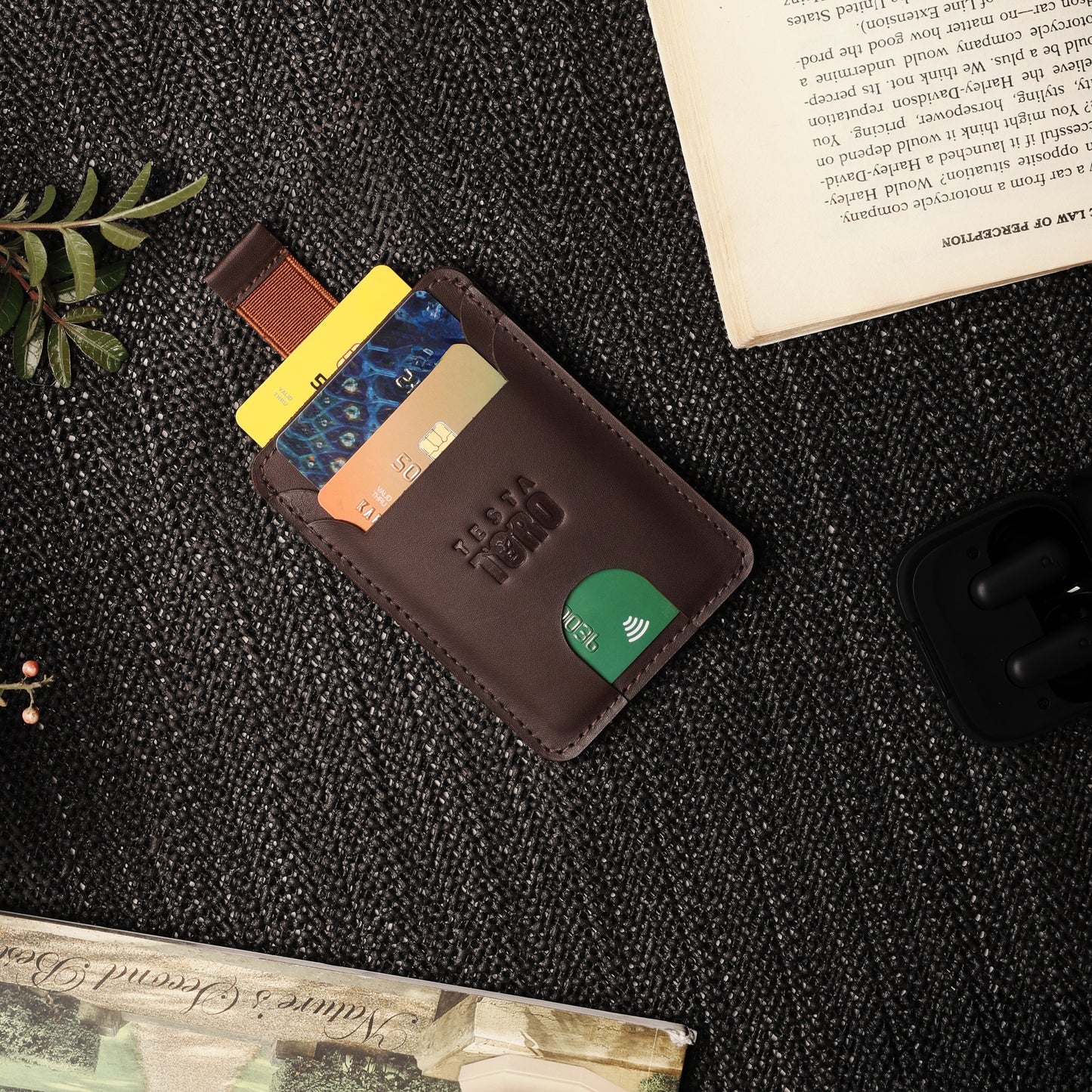 حامل كروت جلد برميم – جيوب متعددة + ميزة السحب السريع W15