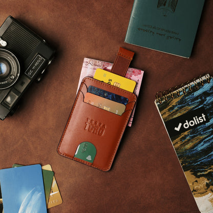 حامل كروت جلد برميم – جيوب متعددة + ميزة السحب السريع W15