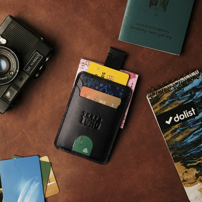 حامل كروت جلد برميم – جيوب متعددة + ميزة السحب السريع W15