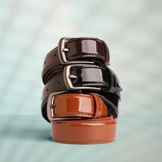 حزام رسمي كلاسيك فورمال فيرنيه لامع من الجلد الطبيعي من تيستا تورو Testa Toro b11