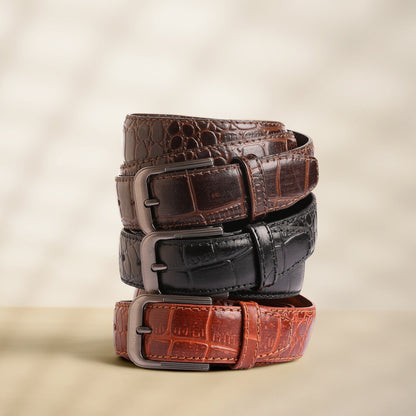 حزام رسمي كلاسيك بنقشة جلد الثعبان من الجلد الطبيعي من تيستا تورو Testa Toro b12