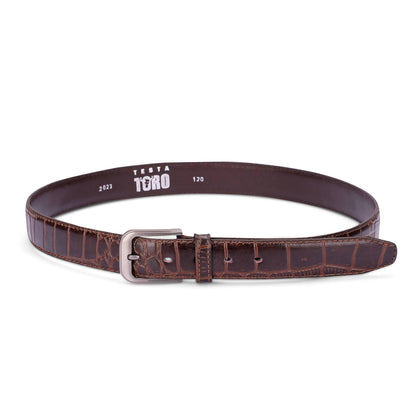 حزام رسمي كلاسيك بنقشة جلد الثعبان من الجلد الطبيعي من تيستا تورو Testa Toro b12